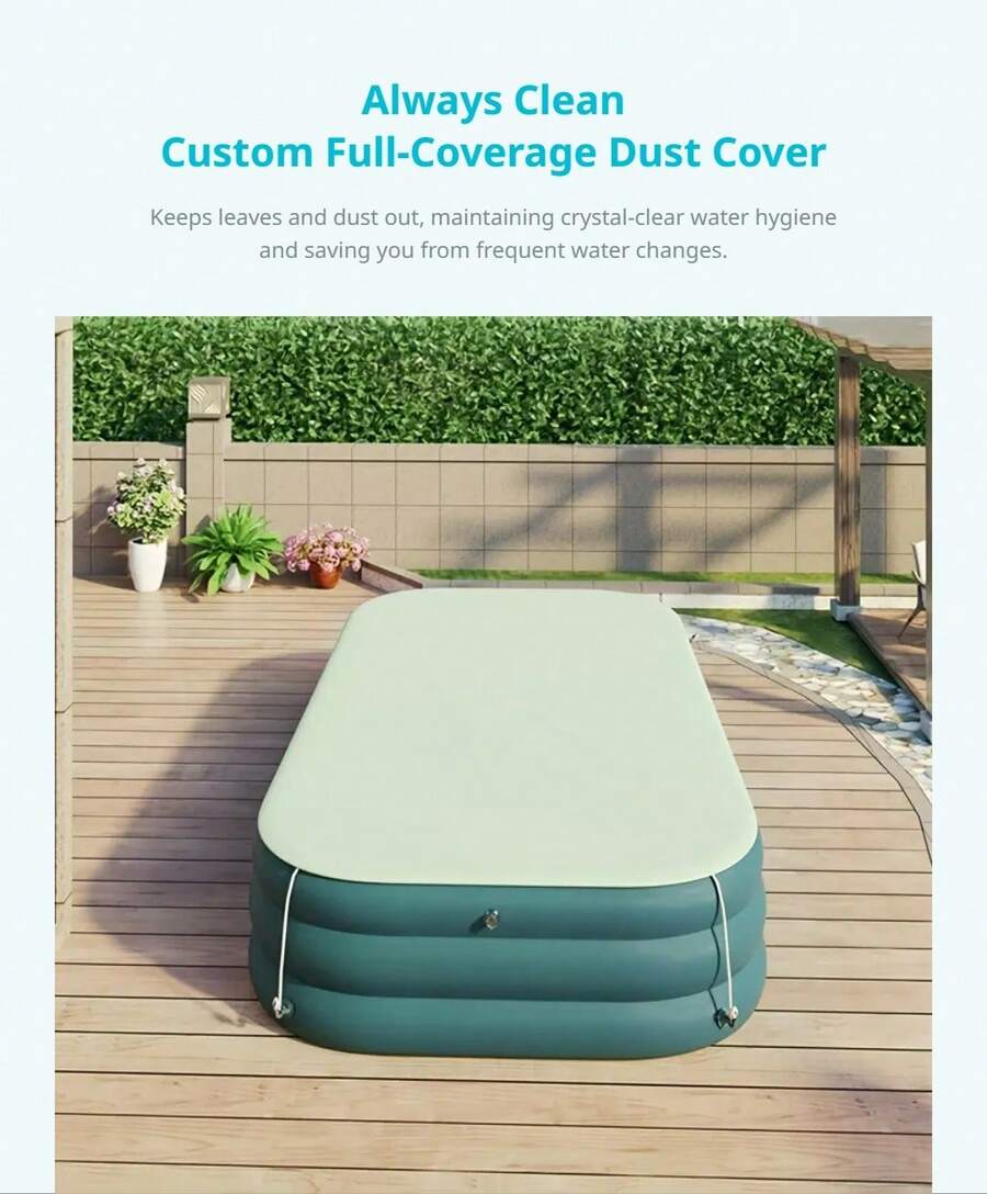 Piscina inflable de verano para adultos, para fiestas familiares, al aire libre, con tobogán colgante - Verde - Ver 1