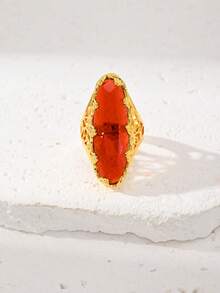 Elegant & Beautiful Luxury Women's Red Gemstone Ring - Adjustable Open Size - Red - View 1
