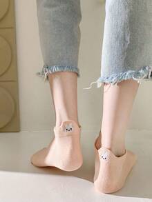 10 Pairs Random Spring/Summer Women Cartoon Animal Embroidery Breathable Cute Shallow Mouth Boat Socks, Suitable For Daily Wear - Multicolor - View 5