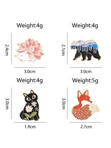 1/4 chiếc ghim cài áo hình động vật ngộ nghĩnh, sự kết hợp giữa động vật và thiết kế rừng thiên nhiên, ghim cài chủ đề động vật kỳ ảo, unisex, phụ kiện đeo hàng ngày, quà tặng - Nhiều màu - Xem 2
