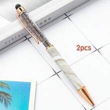 Stilou tactil rotativ cu cristal cu logo personalizat, stil metalic cu model de marmură multicolor, stil cu membrană imprimată prin transfer termic pentru birou și studenți, stil tactil cu cristal cu dublă utilizare, cadou promoțional corporativ pentru afaceri, cadou pentru întoarcerea la școală, cadou pentru profesori - Multicolor - Vizualizare 16