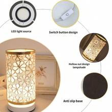 1个现代简约LED台灯，带布艺灯罩，适用于卧室、客厅和办公室 - 小型床头灯，柔和暖光 - 黃色 - 查看 9