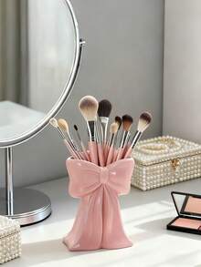 1pc Elegant Bow Makeup Brush Holder - Perfect For Organizing Makeup Brushes And Office Supplies - Multicolor - View 4