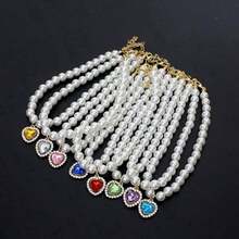 Luxury Faux Pearl Pet Necklace, Heart-Shaped Pendant Design, Adjustable Size Suitable For Cats And Dogs, Fashionable And Reliable - Multicolor - View 4