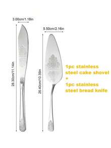 Flower-Style Stainless Steel Knife And Cake Spoon Set 2 Pieces, Suitable For Wedding And Christmas Cake, Bread Knife, Pizza Spoon, School Supplies,Mother's Day Gifts, Women's Day Gifts - View 5
