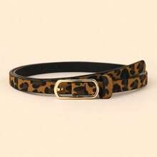 1Pc Retro Leopard Print Thin Belt Female, Simple Temperament PU Belt, Versatile Fashion Decorative Waist Seal - 黑色 - 查看 11