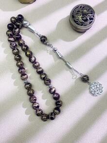 1pc 33pcs 10mm Green Glass Bead Single Strand Bracelet TASBIH, Daily Wear - Multicolor - View 4