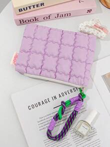 1pc Solid Color Plaid Quilted Multipurpose Storage Pouch, 6 Inch E-Reader Case Suitable For Kindle Accessories, Women's Accessories, Coin Purse, Cosmetic Bag, MP3/MP4/MP5 Storage Bag, Phone Bag, Suitable For Kindle Paperwhite E-Book Reader, 6 Inch E-Reader Case Suitable For Kindle/Boox Electronic Devices Protection Bag, Student Daily Use, Travel Essentials, Household Necessities - Multicolor - View 15