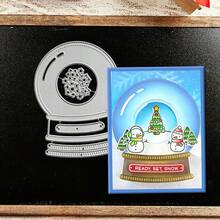 创意节日快乐水晶球模具，DIY剪贴簿相册和压花模板，贺卡制作工具，卡片纸切割工艺品，礼品卡制作模板模切。 - 銀色 - 查看 4