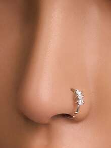 1件S925纯银鼻钉，纯银鼻饰，鼻部穿孔饰品，水钻鼻钉，锆石鼻钉，简约精致的男女通用穿孔饰品，纯银镂空饰品，个性十足 - 彩色 - 查看 4