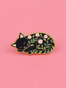 1pc Black Cat Enamel Pin - Cartoon Badge - Gift - Briefcase Pin - Backpack Badge - Clothing Pin - Cute Accessory - Pin - Multicolor - View 5