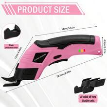 Electric Scissors (With 2 Blades) Efficiently Complete Material Cutting And Are Suitable For Cutting Fabrics, Paper Scraps, Plastics, Etc. - Pink - View 8