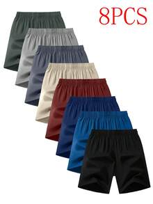 Boys' Shorts, 8-Pack, Summer Thin Breathable Casual Pants, Loose Fit, Versatile Five-Point Pants - Multicolor - View 2