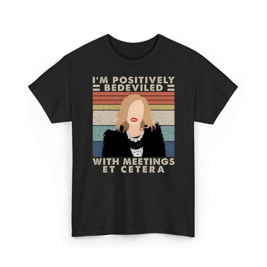 I'm Really Swamped With Meetings, Etc. - Vintage Design T-Shirt By Moira Rose, Sweatshirt With Catherine O'Hara Shirt - 黑色 - 查看 1