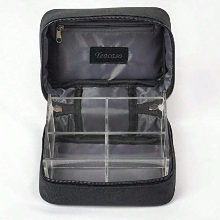 Organizador de té de viaje con tarro de especias ideal para el hogar la oficina y los viajes - Negro - Ver 1