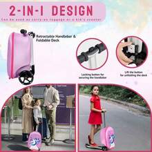 Aafan Ride On Scooter Suitcase With Foldable Design, Smooth Wheels And Spacious Storage - Unicorn - View 3