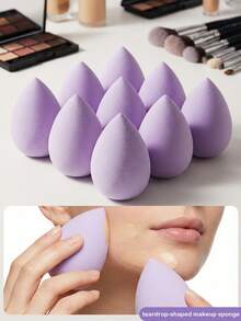 2/4/6/8/10个装紫色斜切化妆海绵，柔软无瑕上妆蛋，干湿两用，适合所有肤质的化妆工具 - 彩色 - 查看 4