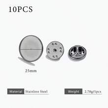 10 件套 304 不锈钢多尺寸胸针底座，带按扣，徽章夹和翻领别针 DIY 饰品制作材料 女士不锈钢饰品配件 - 銀色 - 查看 18
