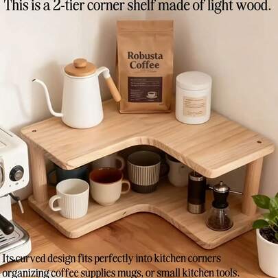 1个三角形收纳架，多层设计，可高效收纳咖啡配件、杯子、厨房用品等。打造舒适的咖啡角，将角落变成收纳和展示区，实用又时尚，为厨房或客厅角落增添整洁和优雅。