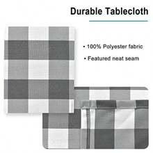 Hiasan - Mantel rectangular a cuadros resistente a las manchas impermeable y resistente a las arrugas lavable para comedor 70 x 140 pulgadas patrón de cuadros gris y blanco - Gris y blanco - Ver 4