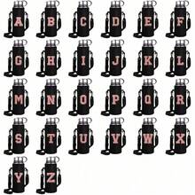 1 túi đựng bình nước thể thao giữ nhiệt 550-1500ml, kiểu đeo chéo, có dây đeo điều chỉnh được, kèm vỏ đựng bình nước thêu chữ A-Z. - màu đen - Xem 3