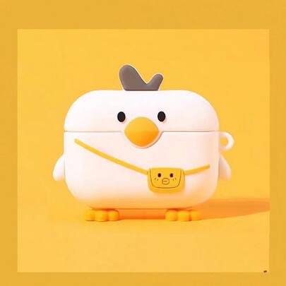 1pc New Cute Duck Earphone Protective Case, Compatible With Apple 1/2/Pro/Pro 2/Pro 3/3/4, Wireless Bluetooth Earphones, Kawaii Cartoon Design For Halloween, Christmas, Valentine's Day, Thanksgiving, Essential Phone Accessory, Suitable For Daily Use, School, Travel, Couples, Cafes, Great Gift For Young Women And Teenagers (Earphones Not Included)