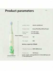 1 Pc Rechargeable/Battery Operated Electric Toothbrush With 6 Brush Heads, 1 Speed Setting For Battery Operated, 4 Speed Settings For Rechargeable - Green - View 11
