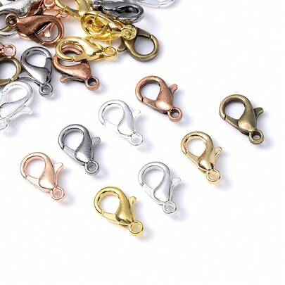 50pcs 6 Sizes Random Color Alloy Lobster Clasp For DIY Jewelry Making Handmade Necklaces Bracelets Crafting Supplies