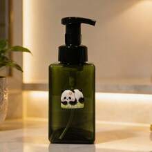 High-Quality 3D Cartoon Panda Style Transparent Pump Bottle, Portable Travel Shower Gel/Shampoo Foaming Dispenser, Skincare Refillable Container - Green - View 5