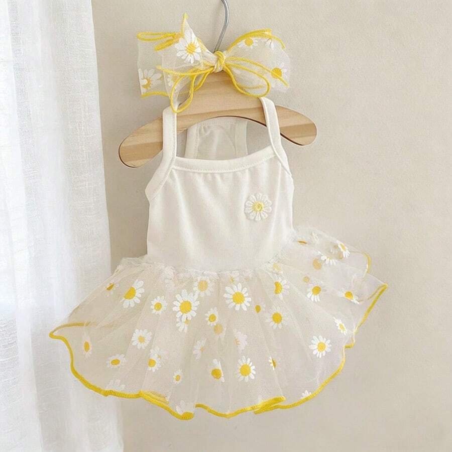 Lightweight Summer Pet Tulle Dress, Suitable For Pomeranians, Bichon Frises, Poodles, Yorkies, Schnauzers And Other Small Dogs - Yellow - View 1