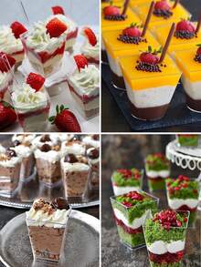 25/50/75个装透明甜点杯，带盖和勺子，酸奶果冻杯，派对开胃菜杯，迷你葡萄酒杯，带勺子，适合盛放布丁、水果和冰淇淋 - 查看 7