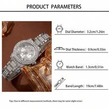 Bộ đồng hồ 2 món sang trọng này là sự kết hợp giữa đồng hồ thạch anh nữ đính kim cương toàn phần, thiết kế tối giản và thời trang, cùng với vòng tay hình trái tim đính kim cương, thích hợp cho các lễ hội, tiệc tùng, đám cưới, họp mặt và đeo hàng ngày, là món quà tuyệt vời nhất dành cho phái nữ. - Bạc - Xem 5