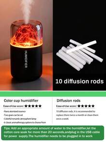 2-In-1 Volcano Shaped Car Humidifier And Aroma Diffuser With LED Light, 180ml USB Powered (Auto Shut Off), Portable Air Humidifier, Quiet Mist Aroma Diffuser, Multiple Fragrance Options, Suitable For All Car Models - A - 查看 28