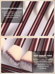 17PC Makeup Tools Set Including:15PCS Makeup Brush Set+2PCS Makeup Sponges+1pc Circular Powder Puffs - Burgundy - View 3