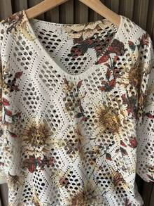 女士时尚针织毛衣，春夏上衣 - 棕色 - 查看 3