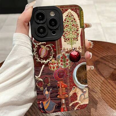 1 adet Yeni Vintage Sanat Mozaik Göz Desenli Mat Düşmeye Karşı Dayanıklı TPU Telefon Kılıfı, 17Air, 17promax, 16promax, 15PROMAX, 14PROMAX / Galaxy, SAM S25Ultra, S24FE / Honor X6A, X7B, X8B / Note13pro / 12C ile uyumludur.