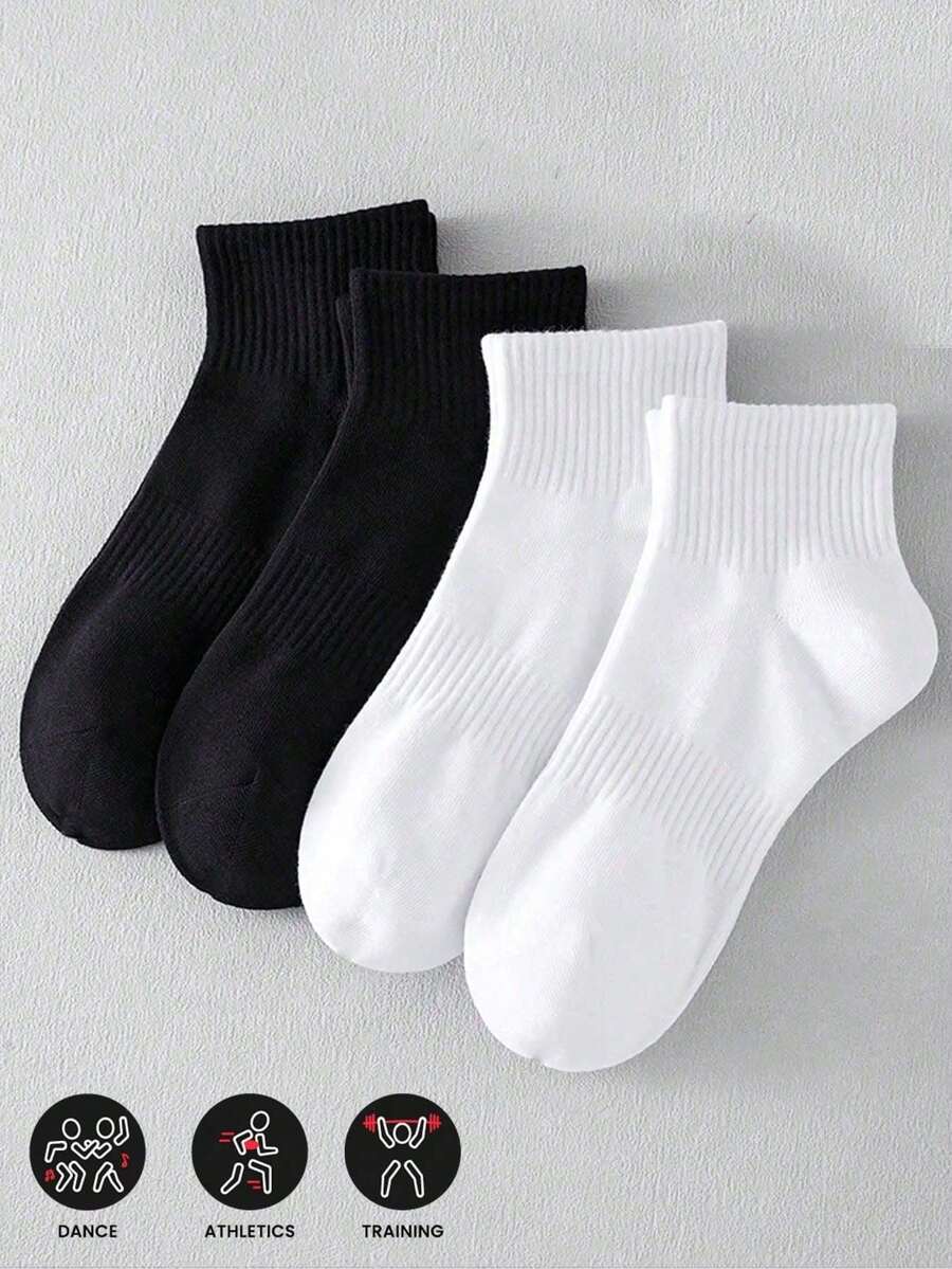 12/6/3 Pairs Solid Color Mid-Calf Socks, Moisture-Wicking Odor-Resistant Elastic Soft Sports Socks, Suitable For Running, Workout, Daily Wear - Multicolor - View 1