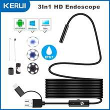 Cámara endoscópica Android de 7MM 3 en 1 Micro USB tipo C boroscopio cámara LED impermeable inspección de coche para PC YT2W - 5 metros - Ver 1