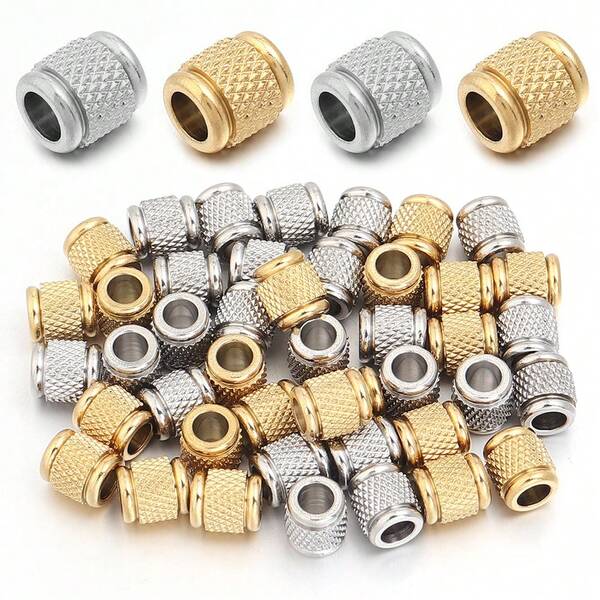 Pacote com 5/10 unidades de contas tubulares de aço inoxidável, hipoalergênicas e que preservam a cor, acessórios para confecção de pulseiras e colares, contas espaçadoras para bijuterias personalizadas da moda.