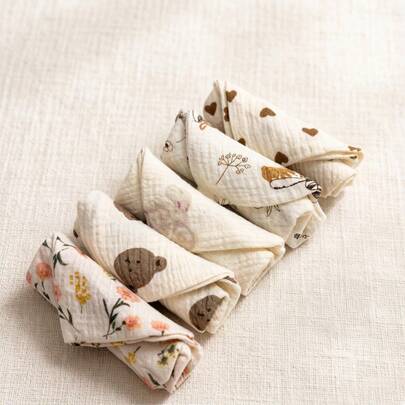 5 piezas Pañuelos pequeños de gasa de algodón de 4 capas, paños para eructos, toallas para la saliva, pañuelos, paños de gasa para bebé, regalo para recién nacidos