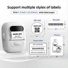 Marklife P50 Label Maker, Thermal Printer, Portable Wireless Bluetooth Printer. Suitable For Printing Name Tags, Product Labels, Clothing Tags And Address Labels. Suitable For Students, Families And Personal Use. Compatible With Android, Apple And Windows Systems. Suitable As A Mother's Day Gift. - Multicolor - View 5