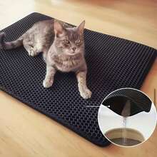 Large Double-Layer EVA Material Cat Litter Mat, Anti-Splash & Leak, Washable Litter Trapping Mat, Convenient Cleaning, Multiple Sizes Available, Pet Cat Litter Box Mat - Grey - View 12
