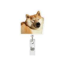 1个趣味狗狗头亚克力徽章夹，可伸缩卷轴，鳄鱼夹，易拉式 - a - 查看 17