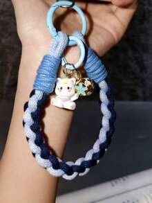 1 Set Hydrangea Cat Phone Lanyard Wrist Strap Braided Cotton Rope Pendant, Anti-Lost Phone Chain For Women - Multicolor - View 13