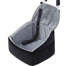 Asiento de coche para perros pequeños asiento elevador para mascotas con respaldo extensible asientos de coche para mascotas de hasta 30 libras funda extraíble lavable con bolsillos de - Negro y gris - Ver 1