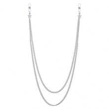 1件装性感橡胶吊坠多款式假乳环，可调节双链设计，适合女性日常佩戴和派对穿着 - 銀色 - 查看 14