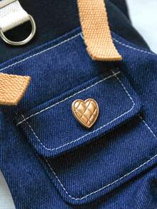 1件装宠物朋克风背带裤，适合小型犬，黑色 - 黑色 - 查看 7