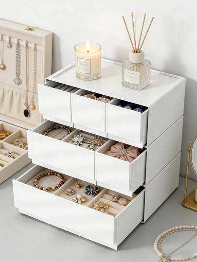 1pc Multi-Drawer Plastic Storage Box, Stackable Organizer For Bedroom, Living Room, Bathroom, Dorm, Makeup, Jewelry, Desktop Display