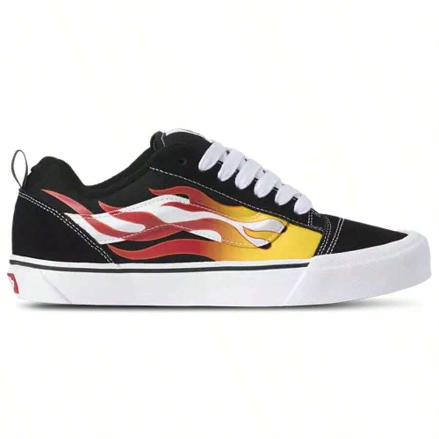 Vans Knu-Skool 'Black Whit Flame Men's -VN000EE6Y09 - Black and White Flames - View 1