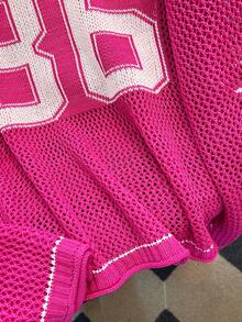 Áo nỉ rộng rãi, dáng suông mùa hè dành cho nữ, in số, kiểu dáng thanh lịch, thoáng mát, thích hợp mặc mùa xuân. - Màu Hồng Tươi - Xem 8